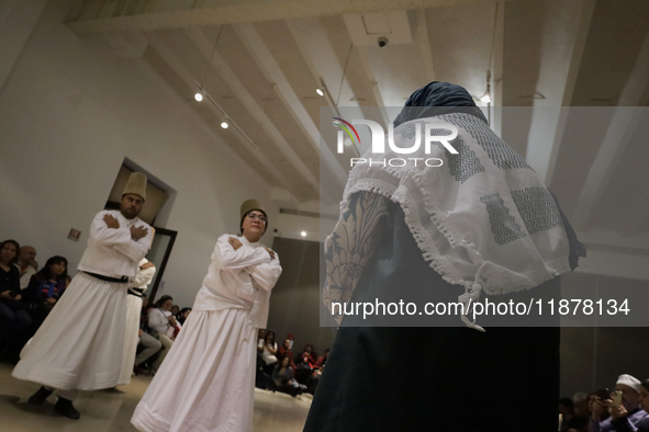 Members of the Nur Ashki Jerrahi and Tekke Sufi Community in Mexico City, Mexico, on December 17, 2024, pay tribute through a Sufi ritual an...