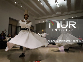 Members of the Nur Ashki Jerrahi and Tekke Sufi Community in Mexico City, Mexico, on December 17, 2024, pay tribute through a Sufi dance to...