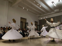 Members of the Nur Ashki Jerrahi and Tekke Sufi Community in Mexico City, Mexico, on December 17, 2024, pay tribute through a Sufi dance to...