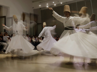 Members of the Nur Ashki Jerrahi and Tekke Sufi Community in Mexico City, Mexico, on December 17, 2024, pay tribute through a Sufi dance to...