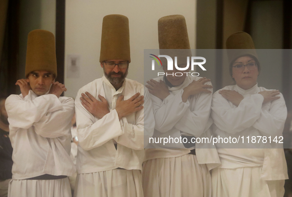 Members of the Nur Ashki Jerrahi and Tekke Sufi Community in Mexico City, Mexico, on December 17, 2024, pay tribute through a Sufi ritual an...