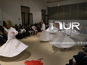 Members of the Nur Ashki Jerrahi and Tekke Sufi Community in Mexico City, Mexico, on December 17, 2024, pay tribute through a Sufi dance to...