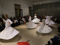 Members of the Nur Ashki Jerrahi and Tekke Sufi Community in Mexico City, Mexico, on December 17, 2024, pay tribute through a Sufi dance to...