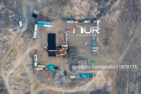 Drilling rigs work in the Gobi Desert in Karamay, China, on July 17, 2024. 