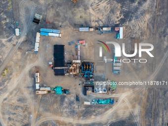 Drilling rigs work in the Gobi Desert in Karamay, China, on July 17, 2024. (