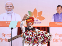 Prime Minister Narendra Modi addresses the 'Ek Varsh-Parinaam Utkarsh' event, marking the completion of one year of the Rajasthan government...