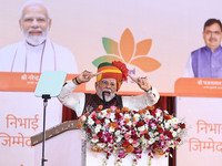 Prime Minister Narendra Modi addresses the 'Ek Varsh-Parinaam Utkarsh' event, marking the completion of one year of the Rajasthan government...