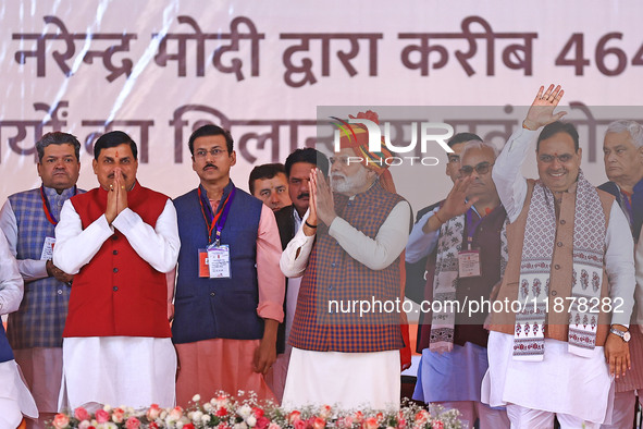 Prime Minister Narendra Modi addresses the 'Ek Varsh-Parinaam Utkarsh' event, marking the completion of one year of the Rajasthan government...