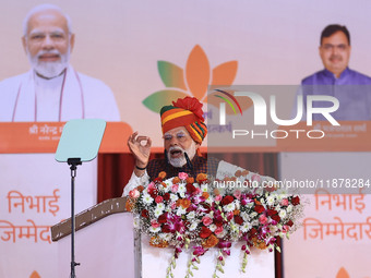 Prime Minister Narendra Modi addresses the 'Ek Varsh-Parinaam Utkarsh' event, marking the completion of one year of the Rajasthan government...