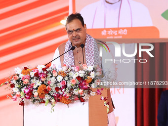 Rajasthan Chief Minister Bhajan Lal Sharma addresses the 'Ek Varsh-Parinaam Utkarsh' event, marking the completion of one year of the Rajast...