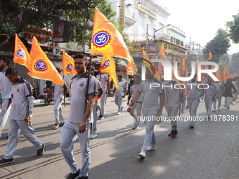 The Vishwa Hindu Parishad holds a protest rally condemning the recent arrest of prominent Hindu leader Krishna Das Prabhu and the alleged at...