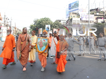 The Vishwa Hindu Parishad holds a protest rally condemning the recent arrest of prominent Hindu leader Krishna Das Prabhu and the alleged at...