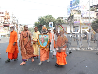 The Vishwa Hindu Parishad holds a protest rally condemning the recent arrest of prominent Hindu leader Krishna Das Prabhu and the alleged at...