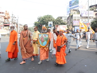 The Vishwa Hindu Parishad holds a protest rally condemning the recent arrest of prominent Hindu leader Krishna Das Prabhu and the alleged at...