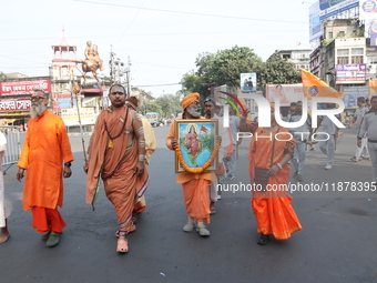 The Vishwa Hindu Parishad holds a protest rally condemning the recent arrest of prominent Hindu leader Krishna Das Prabhu and the alleged at...