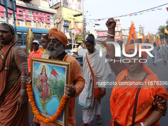 The Vishwa Hindu Parishad holds a protest rally condemning the recent arrest of prominent Hindu leader Krishna Das Prabhu and the alleged at...