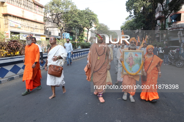 The Vishwa Hindu Parishad holds a protest rally condemning the recent arrest of prominent Hindu leader Krishna Das Prabhu and the alleged at...