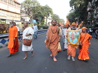 The Vishwa Hindu Parishad holds a protest rally condemning the recent arrest of prominent Hindu leader Krishna Das Prabhu and the alleged at...