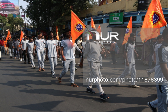 The Vishwa Hindu Parishad holds a protest rally condemning the recent arrest of prominent Hindu leader Krishna Das Prabhu and the alleged at...