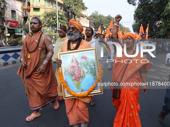 The Vishwa Hindu Parishad holds a protest rally condemning the recent arrest of prominent Hindu leader Krishna Das Prabhu and the alleged at...