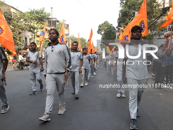 The Vishwa Hindu Parishad holds a protest rally condemning the recent arrest of prominent Hindu leader Krishna Das Prabhu and the alleged at...