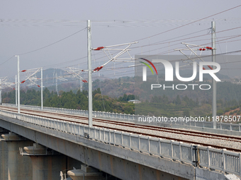 The Yichang-Xingshan High-Speed Railway, under construction, is fully closed and is scheduled to open in 2025 in Yichang, Hubei province, Ch...