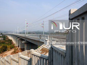 The Yichang-Xingshan High-Speed Railway, under construction, is fully closed and is scheduled to open in 2025 in Yichang, Hubei province, Ch...