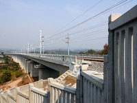 The Yichang-Xingshan High-Speed Railway, under construction, is fully closed and is scheduled to open in 2025 in Yichang, Hubei province, Ch...