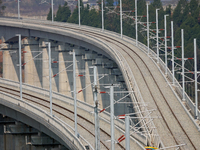 The Yichang-Xingshan High-Speed Railway, under construction, is fully closed and is scheduled to open in 2025 in Yichang, Hubei province, Ch...