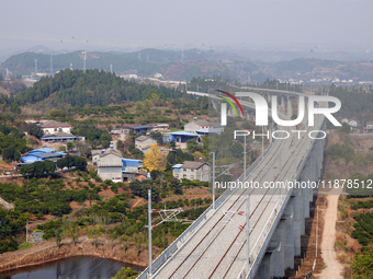 The Yichang-Xingshan High-Speed Railway, under construction, is fully closed and is scheduled to open in 2025 in Yichang, Hubei province, Ch...