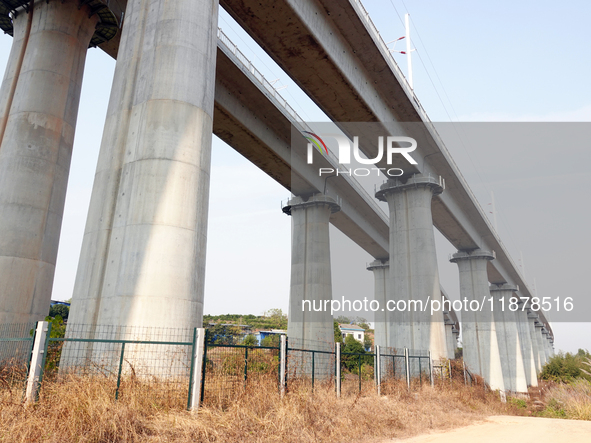 The Yichang-Xingshan High-Speed Railway, under construction, is fully closed and is scheduled to open in 2025 in Yichang, Hubei province, Ch...