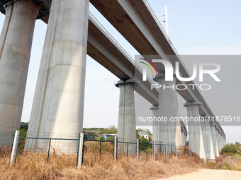 The Yichang-Xingshan High-Speed Railway, under construction, is fully closed and is scheduled to open in 2025 in Yichang, Hubei province, Ch...