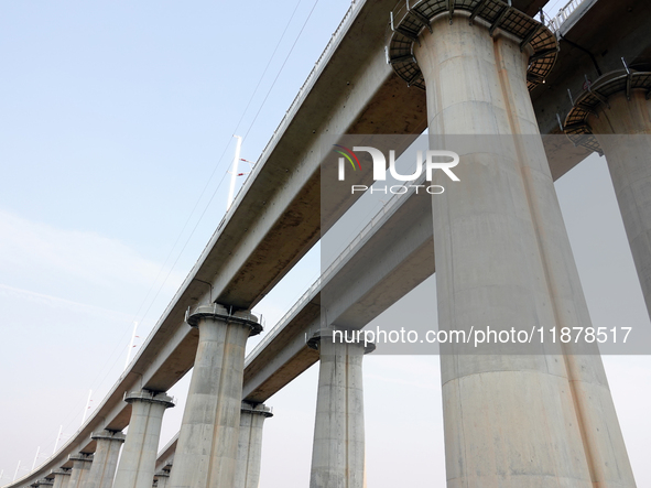 The Yichang-Xingshan High-Speed Railway, under construction, is fully closed and is scheduled to open in 2025 in Yichang, Hubei province, Ch...