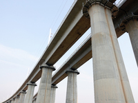 The Yichang-Xingshan High-Speed Railway, under construction, is fully closed and is scheduled to open in 2025 in Yichang, Hubei province, Ch...