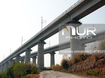 The Yichang-Xingshan High-Speed Railway, under construction, is fully closed and is scheduled to open in 2025 in Yichang, Hubei province, Ch...