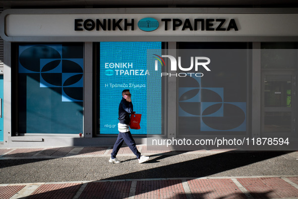 An Ethniki Bank branch is in Athens, Greece, on December 18, 2024. Greek lenders face an impact of about 350 million euros ($368 million) in...