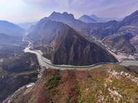 Vehicles drive on the Guzhao water highway in Xingshan County, Yichang City, Central China's Hubei Province, on December 18, 2024. (