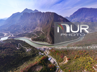 Vehicles drive on the Guzhao water highway in Xingshan County, Yichang City, Central China's Hubei Province, on December 18, 2024. (