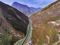 Vehicles drive on the Guzhao water highway in Xingshan County, Yichang City, Central China's Hubei Province, on December 18, 2024. (