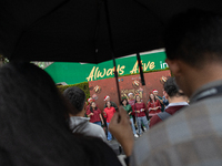 The choir group of the DKI Jakarta Provincial Government performs during the Christmas Carol to celebrate the upcoming Christmas in Jakarta,...