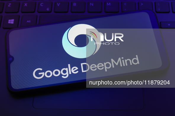 The Google DeepMind logo appears on a smartphone screen in this illustration photo in Reno, United States, on December 18, 2024. (Photo Illu...