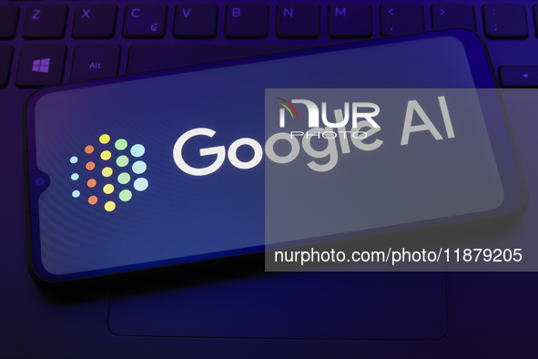 The Google AI logo appears on a smartphone screen in this illustration photo in Reno, United States, on December 18, 2024. (Photo Illustrati...