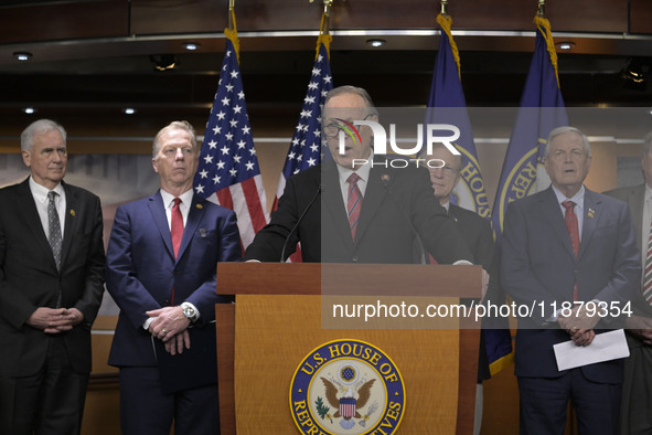 Congressional Border Security Chair Andy Biggs (R-AZ) alongside GOP members speaks about present and future border security policy during a...