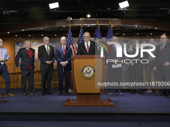 Congressional Border Security Chair Andy Biggs (R-AZ) alongside GOP members speaks about present and future border security policy during a...