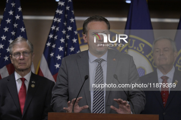 Congressman Michael Cloud (R-TX) alongside GOP members speaks about present and future border security policy during a news conference in Wa...