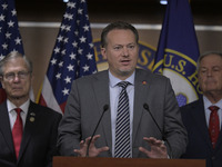 Congressman Michael Cloud (R-TX) alongside GOP members speaks about present and future border security policy during a news conference in Wa...