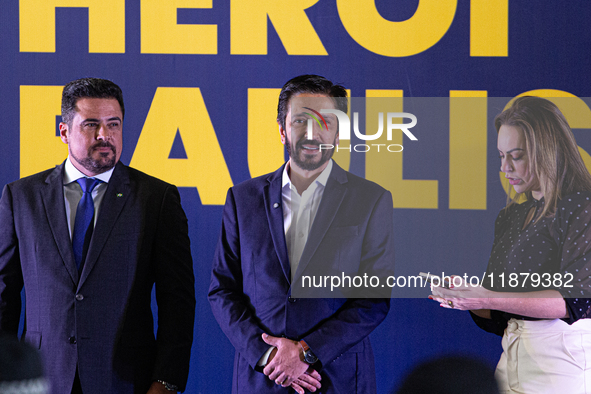 The mayor of Sao Paulo, Ricardo Nunes, participates in the presentation of the ''Medalha Heroi Paulistano'' at Praca das Artes in Sao Paulo,...