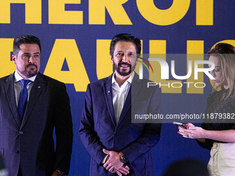 The mayor of Sao Paulo, Ricardo Nunes, participates in the presentation of the ''Medalha Heroi Paulistano'' at Praca das Artes in Sao Paulo,...