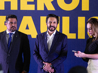 The mayor of Sao Paulo, Ricardo Nunes, participates in the presentation of the ''Medalha Heroi Paulistano'' at Praca das Artes in Sao Paulo,...