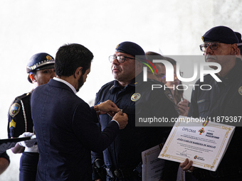 The mayor of Sao Paulo, Ricardo Nunes, participates in the presentation of the ''Medalha Heroi Paulistano'' at Praca das Artes in Sao Paulo,...